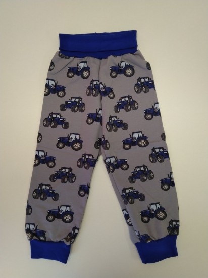 Bild von Pumphose Gr. 92 Sweat Traktoren blau auf grau